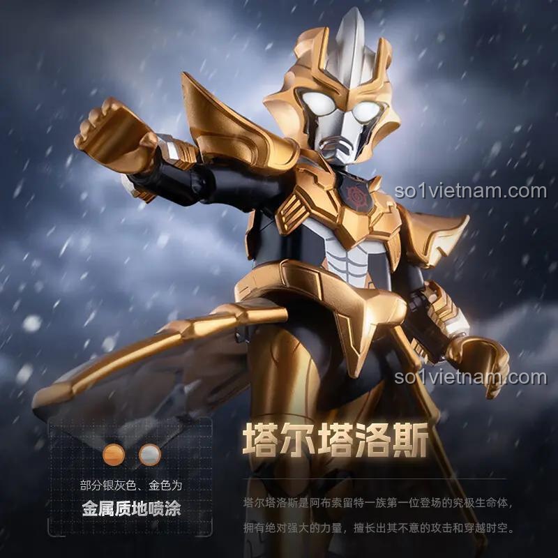 Chi tiết nhân vật Tartarus trong bộ đồ chơi lắp ghép, màu vàng, bạc, đen, trắng, thiết kế kim loại, độ tuổi 9+
