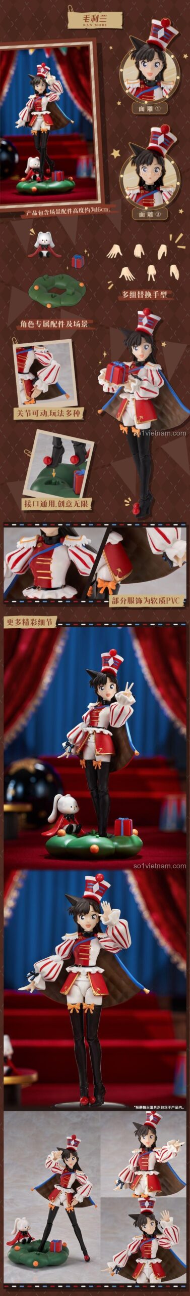 Ảnh chi tiết các phụ kiện và khớp nối của figure Conan Edogawa, một sản phẩm cùng bộ sưu tập với figure Mouri Ran 73505.