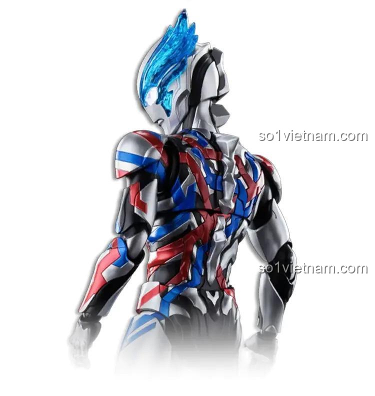 Chi tiết mô hình布鲁可超动积木人传奇版 布莱泽奥特曼 法多兰装甲, có đèn LED, màu đỏ, xanh dương, trắng, bạc, cho bé 14 tuổi