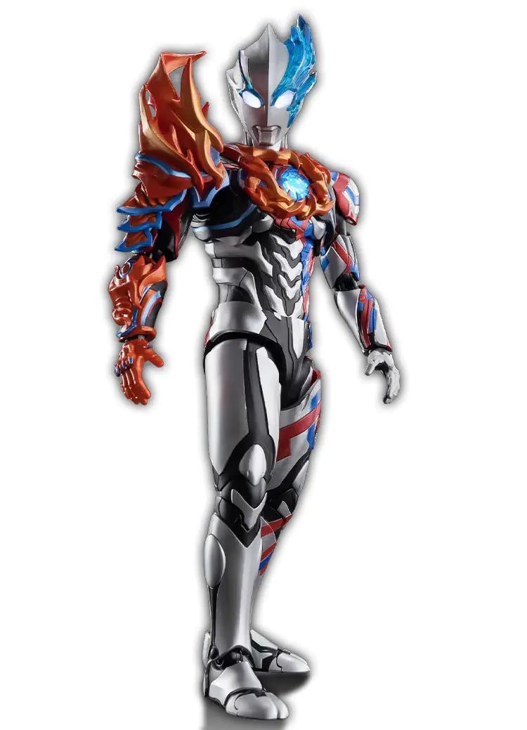 Mô hình布鲁可超动积木人传奇版 布莱泽奥特曼 法多兰装甲, tỉ lệ 1:10, có đèn LED, màu đỏ, xanh dương, trắng, bạc, cho bé 14 tuổi