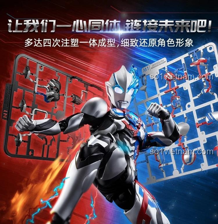 Khay đựng mảnh ghép của mô hình布鲁可超动积木人传奇版 布莱泽奥特曼 法多兰装甲, màu đỏ, xanh dương, trắng, bạc, cho bé 14 tuổi