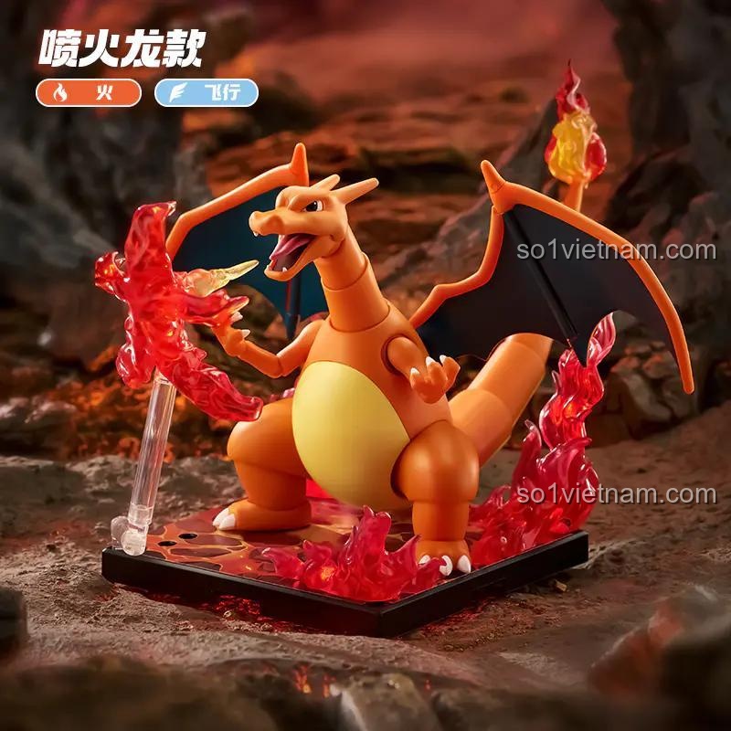 Bộ đồ chơi Charizard Rồng lửa 布鲁可BLOKEES 74104, đồ chơi lắp ráp Pokemon cho bé gái 6 tuổi, hiệu ứng lửa chân thực, khớp cử động linh hoạt, chất liệu nhựa ABS cao cấp, giá tốt