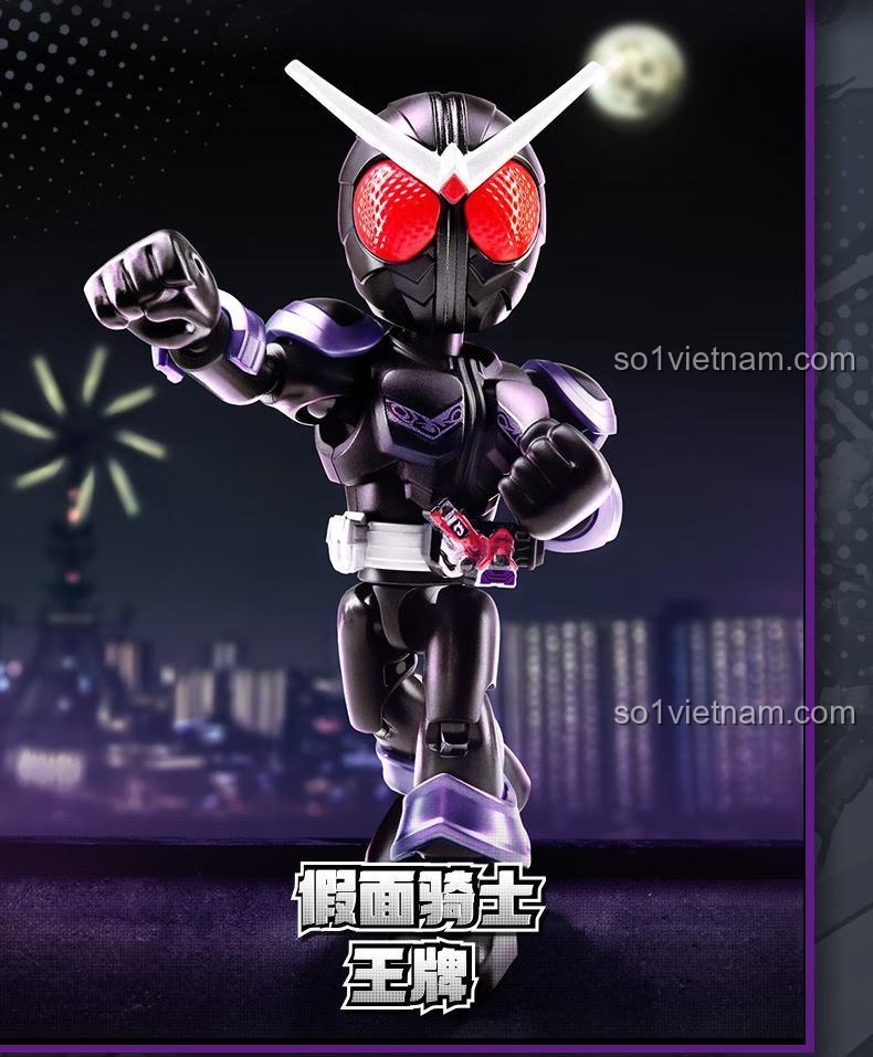 Các dạng biến hình của Giả Diện Hiệp Sĩ trong bộ lắp ghép Kamen Rider 74302 của 布鲁可BLOKEES, thể hiện sự đa dạng và khớp nối linh hoạt, phù hợp cho bé trai 10 tuổi.