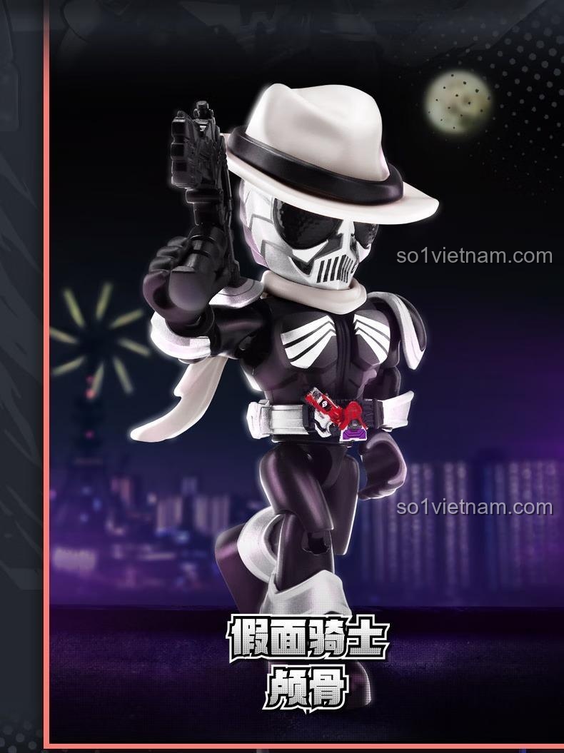 Các dạng biến hình của Giả Diện Hiệp Sĩ trong bộ lắp ghép Kamen Rider 74302 của 布鲁可BLOKEES, thể hiện sự đa dạng và khớp nối linh hoạt, phù hợp cho bé trai 10 tuổi.