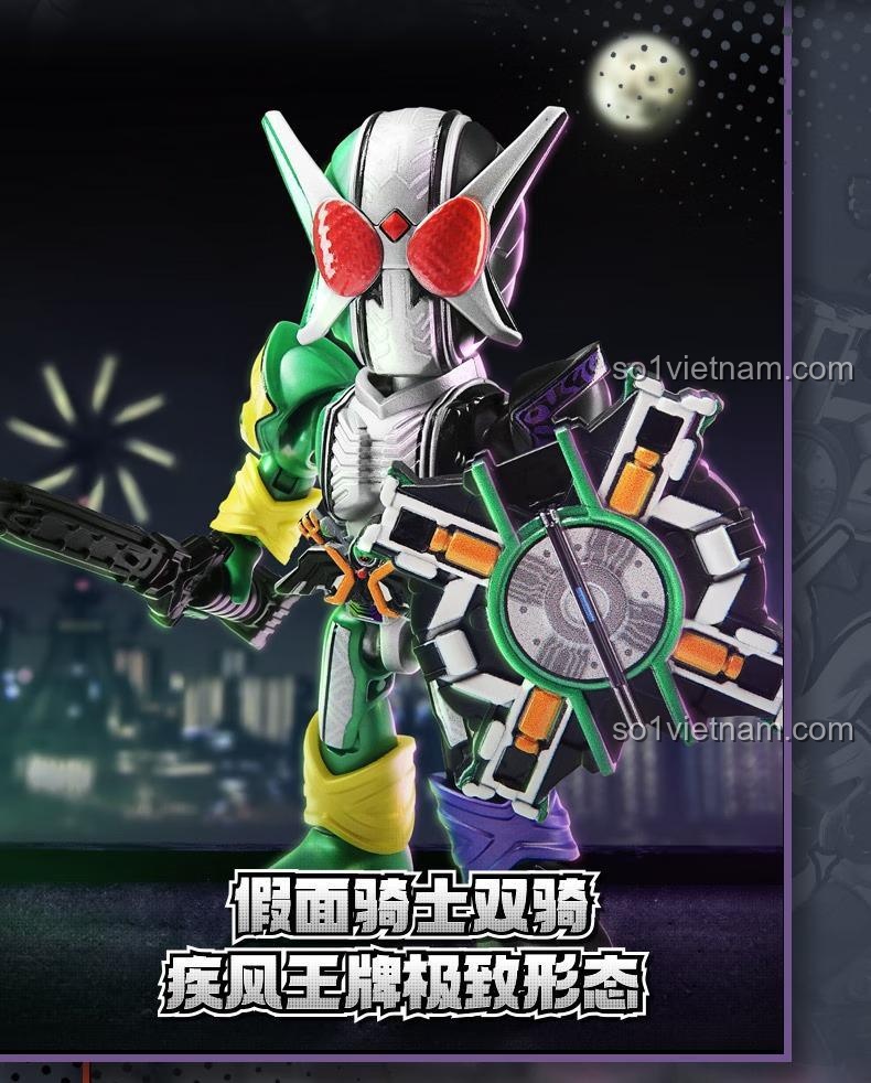 Các dạng biến hình của Giả Diện Hiệp Sĩ trong bộ lắp ghép Kamen Rider 74302 của 布鲁可BLOKEES, thể hiện sự đa dạng và khớp nối linh hoạt, phù hợp cho bé trai 10 tuổi.