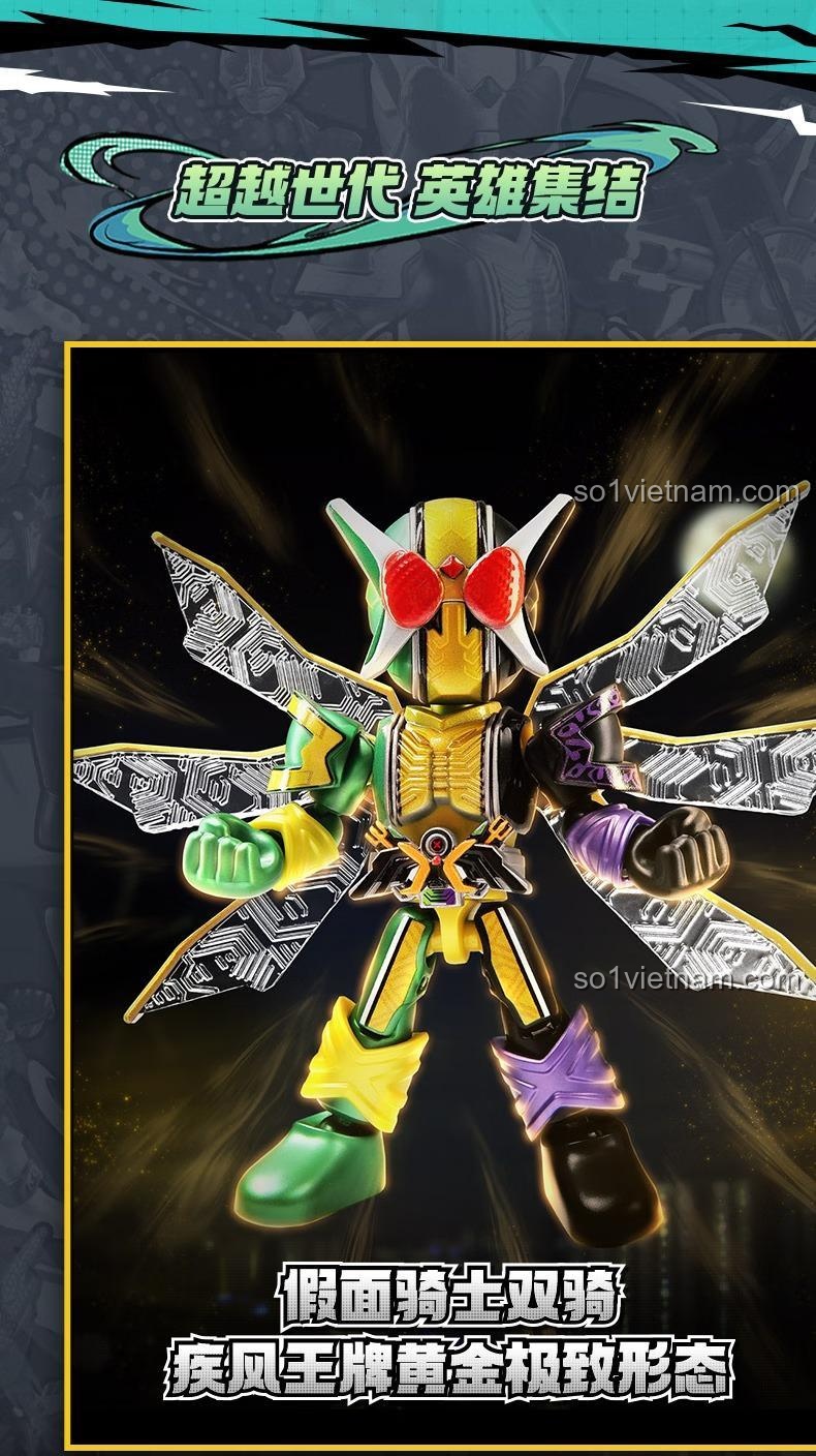 Minh họa khớp nối linh hoạt của nhân vật Giả Diện Hiệp Sĩ trong bộ lắp ghép Kamen Rider 74302 của 布鲁可BLOKEES, cho phép tạo nhiều tư thế, phù hợp cho bé trai 10 tuổi.