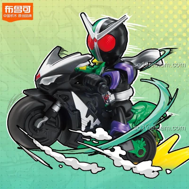 Nhân vật Giả Diện Hiệp Sĩ trong bộ lắp ghép Kamen Rider 74302 của 布鲁可BLOKEES, với khớp nối linh hoạt, phù hợp cho bé trai 10 tuổi.