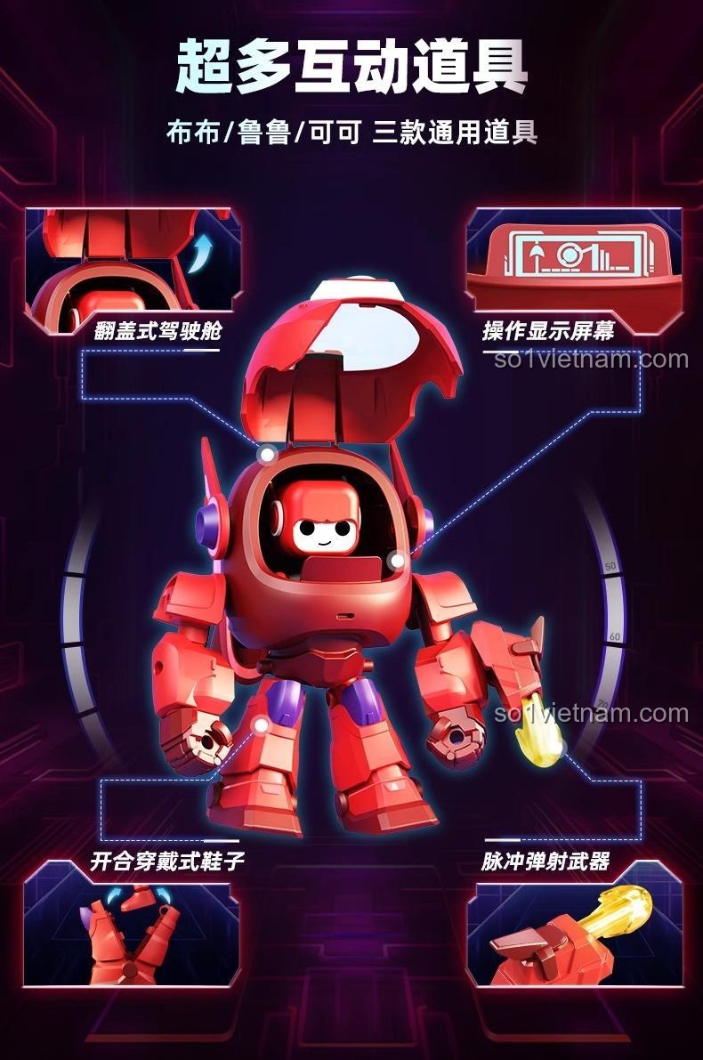 Kích thước mô hình robot siêu nhân Bobo, cao 15cm, rộng 10cm, phù hợp cho bé trai 4 tuổi, đồ chơi lắp ráp sáng tạo, chất liệu nhựa ABS cao cấp, giá tốt