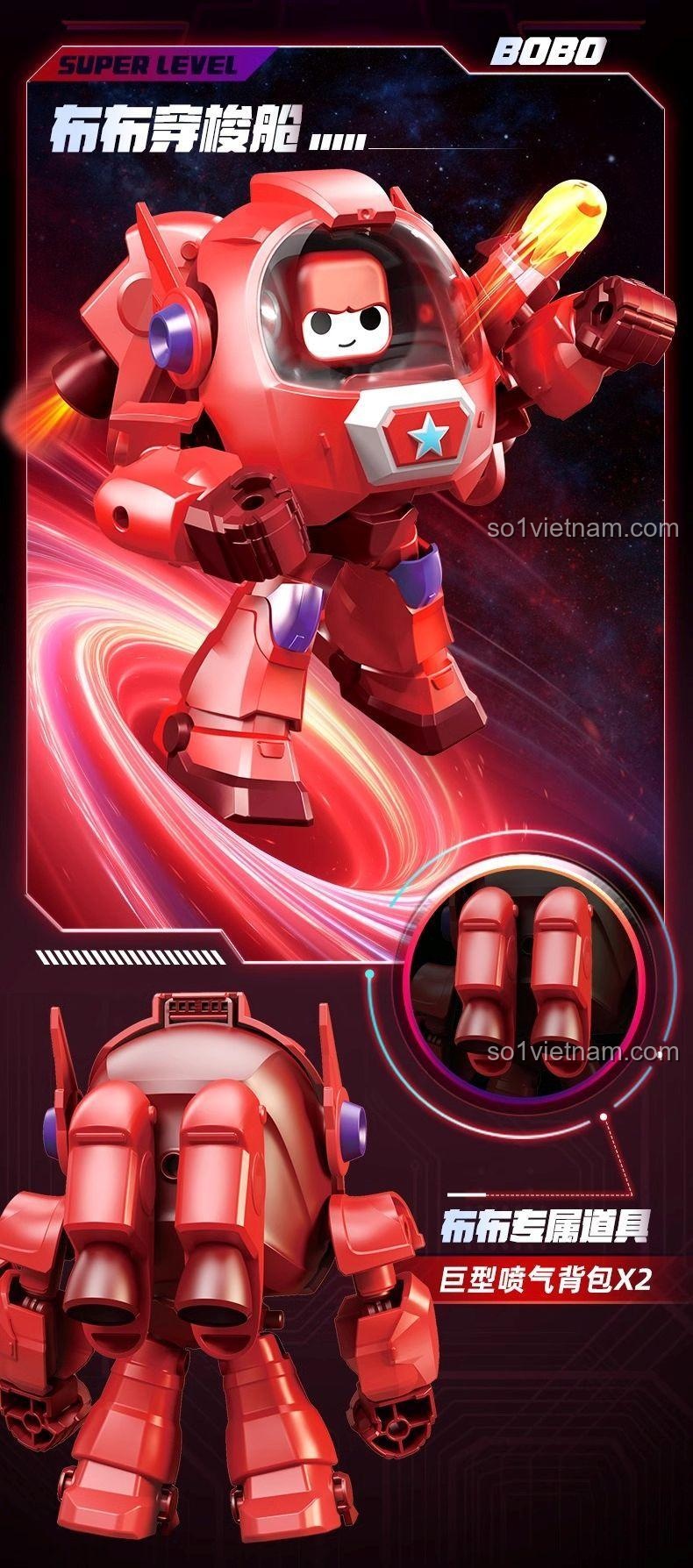 Mô hình robot siêu nhân Bobo và phi thuyền, có thể tháo rời và lắp ráp lại, phù hợp cho bé trai 4 tuổi, đồ chơi lắp ráp sáng tạo, chất liệu nhựa ABS cao cấp, giá tốt
