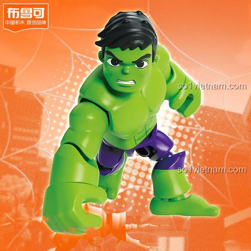 Mô hình Hulk - Người Khổng Lồ Xanh, đồ chơi lắp ghép 布鲁可BLOKEES 74817, dành cho bé trai 3 tuổi, có thể cử động tay chân, Sức mạnh vô song, giá tốt