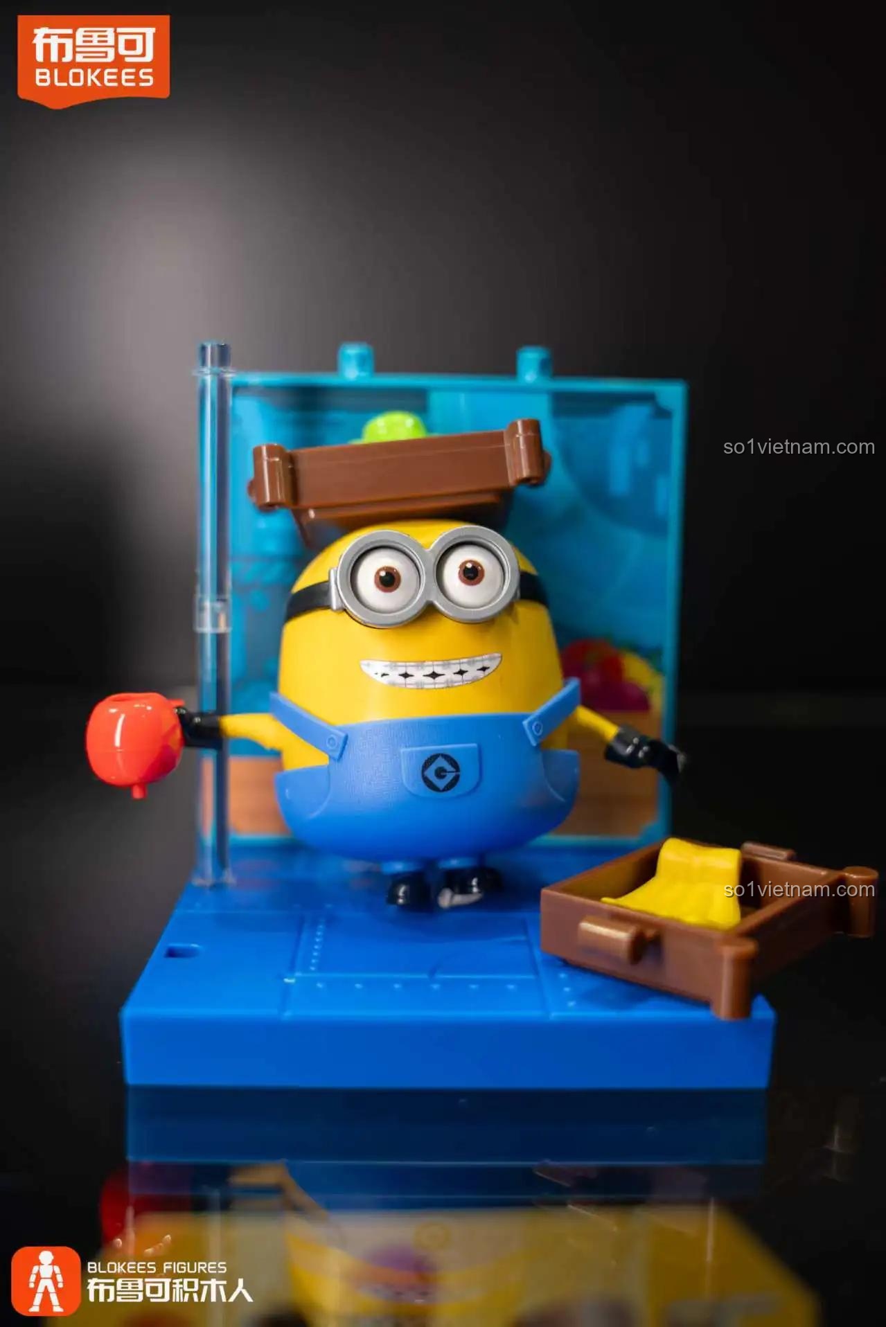 Nhân vật Minions OTTO BLOKEES 74836 trên đế xanh, đồ chơi lắp ghép cho bé 4 tuổi, giá rẻ