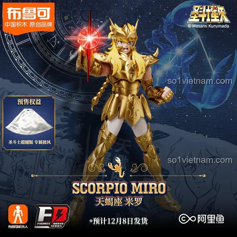 Mô hình figure Saint Seiya: Champion Class Scorpio Miro của hãng 布鲁可BLOKEES, mã số 75004, trong tư thế chiến đấu với hiệu ứng ánh sáng