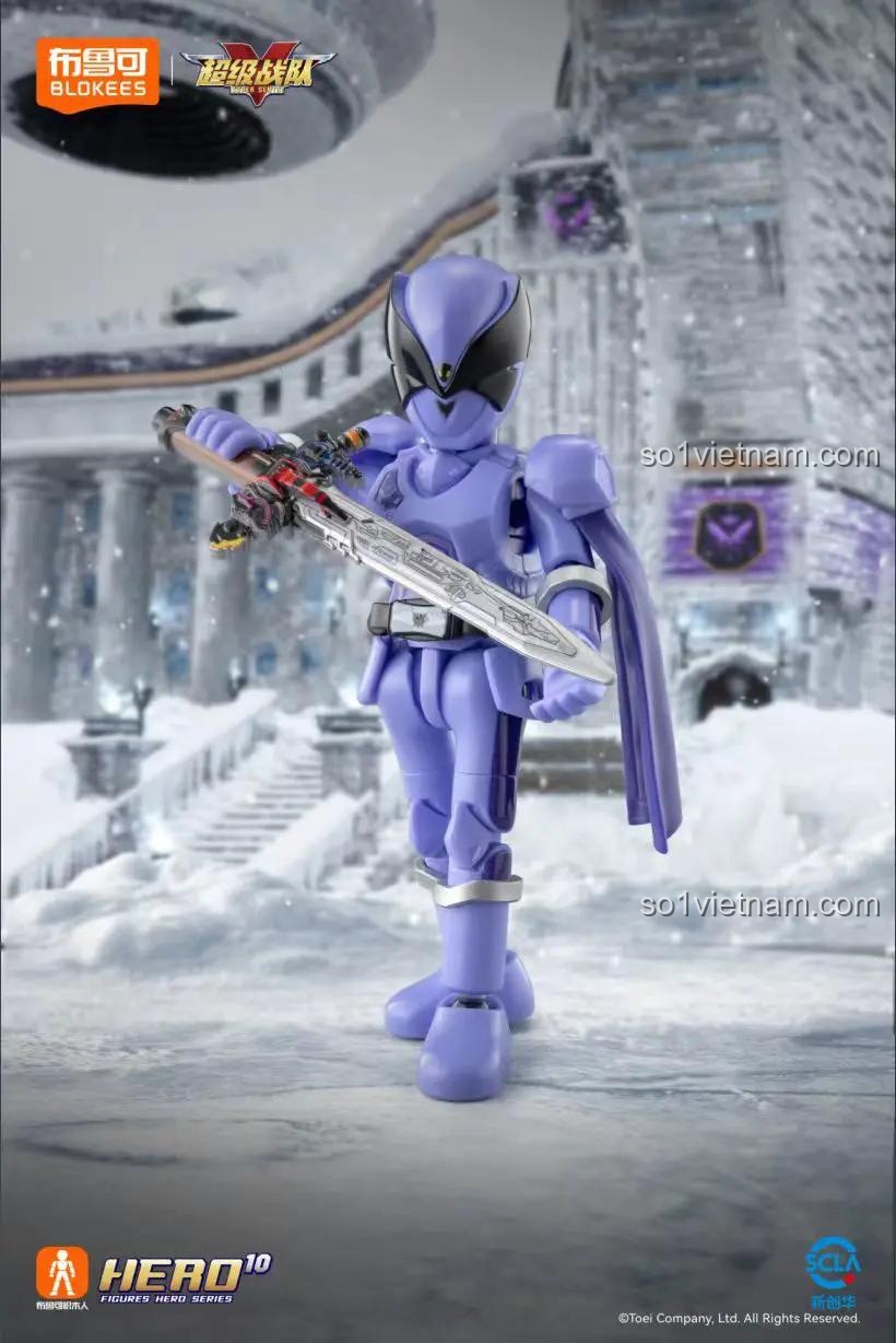 Chiến binh Siêu Chiến Đội màu Tím BLOKEES 75501 với vũ khí, bộ lắp ghép Robot Siêu Chiến Đội