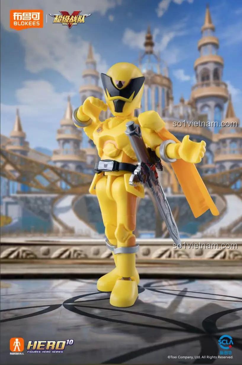 Chiến binh Siêu Chiến Đội màu Vàng BLOKEES 75501 với vũ khí, đồ chơi mô hình cho bé trai 8 tuổi