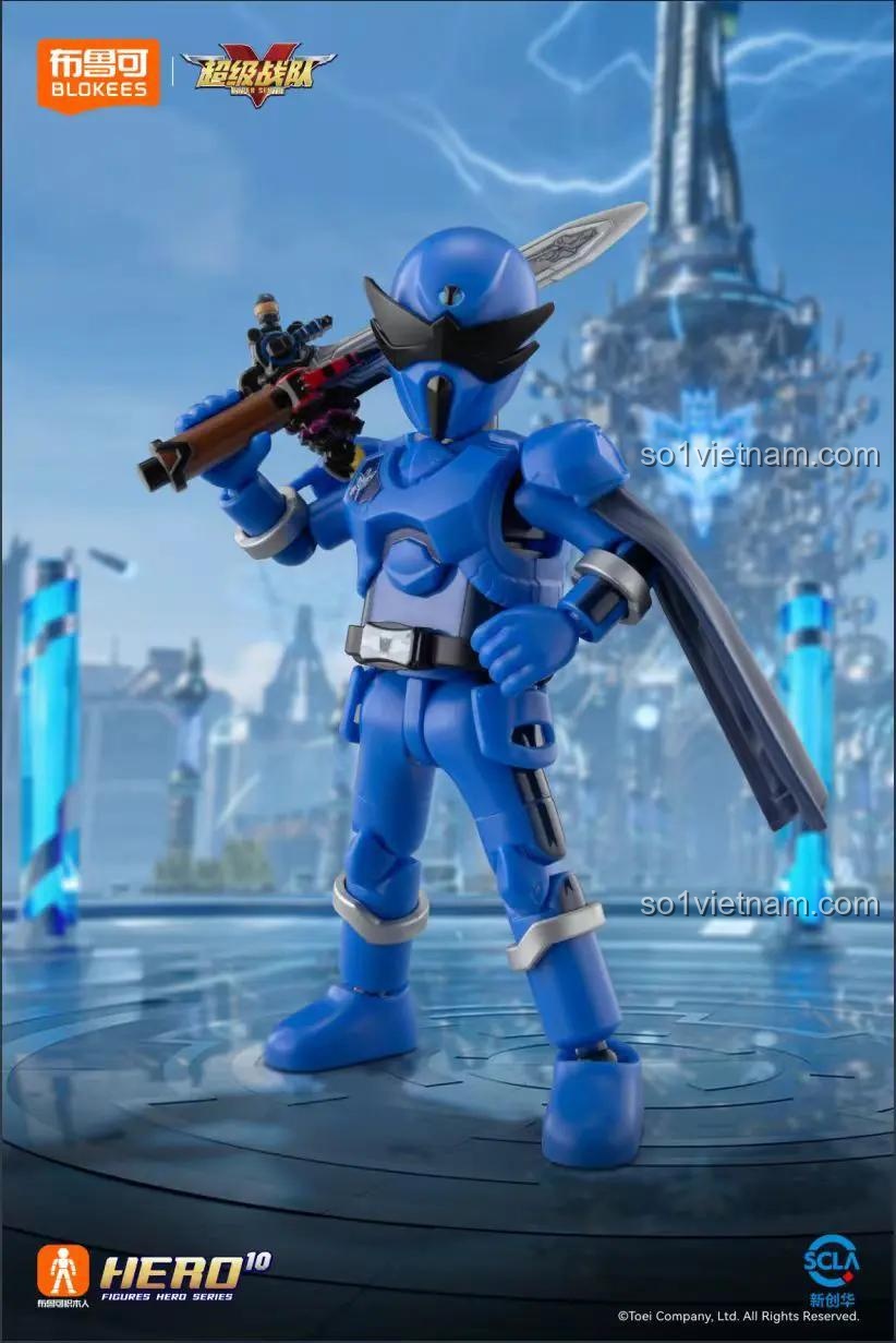 Chiến binh Siêu Chiến Đội màu Xanh dương BLOKEES 75501 với vũ khí, bộ lắp ghép Robot Siêu Chiến Đội