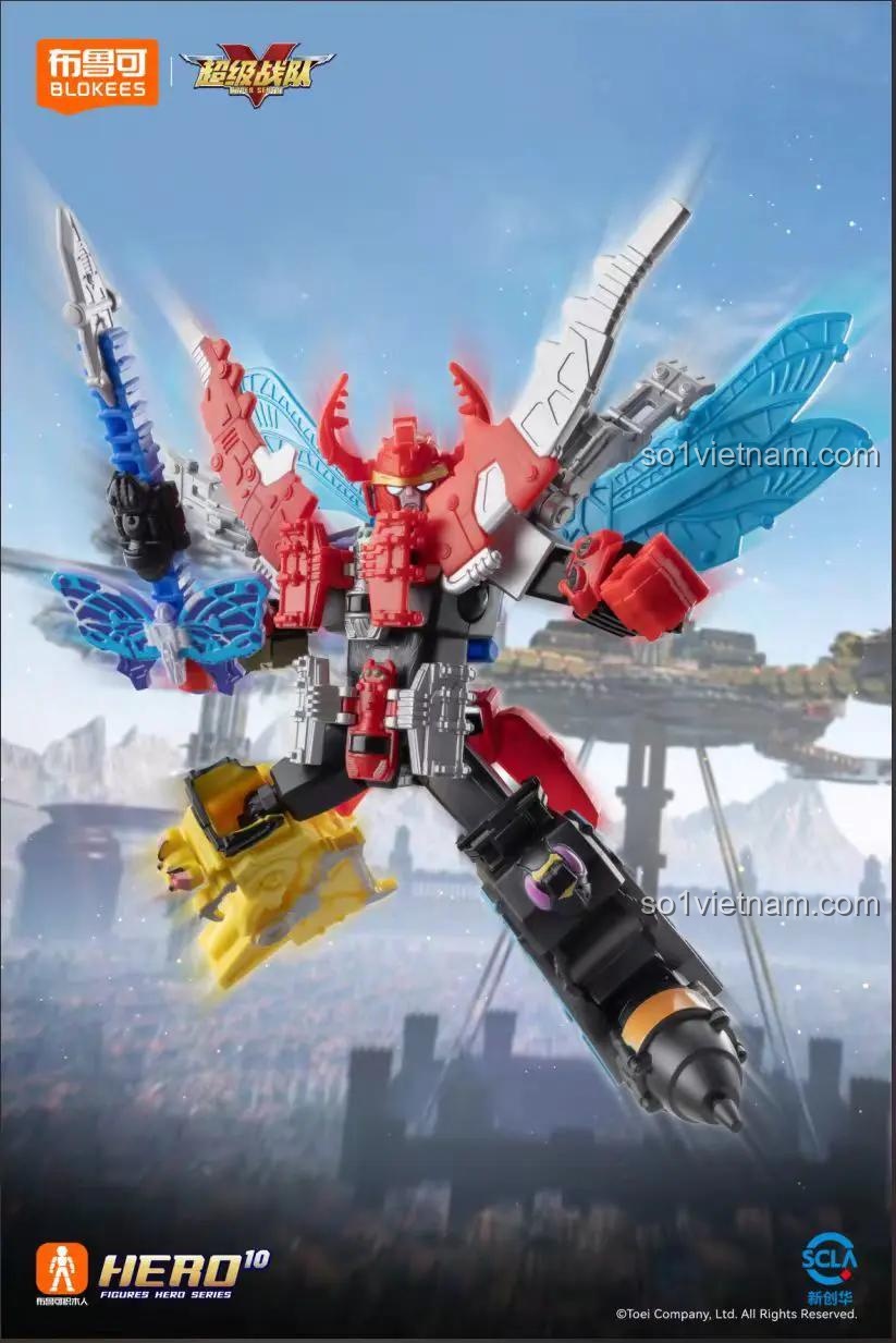 Robot hợp thể từ các chiến binh Siêu Chiến Đội BLOKEES 75501, đồ chơi mô hình Sức Mạnh Hợp Thể