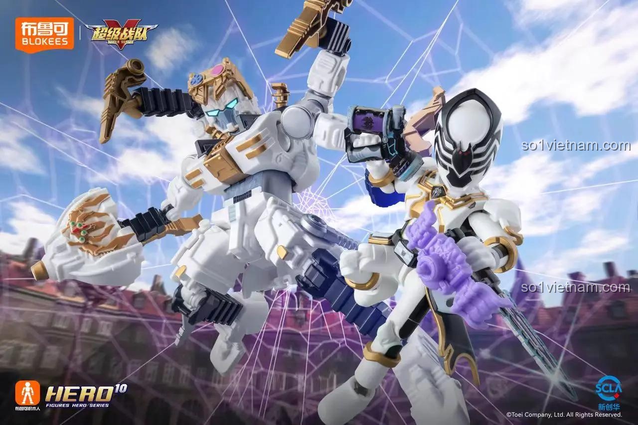 Hai robot trắng BLOKEES 75501 chiến đấu, đồ chơi mô hình Vương Khải Phá Kén, giá tốt