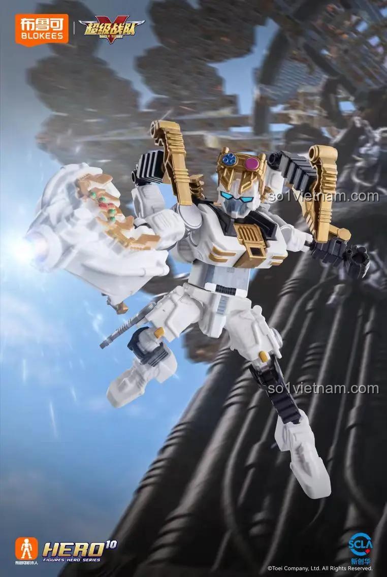 Robot trắng BLOKEES 75501 chiến đấu, bộ lắp ghép Robot Siêu Chiến Đội, Biến Hình Đa Dạng