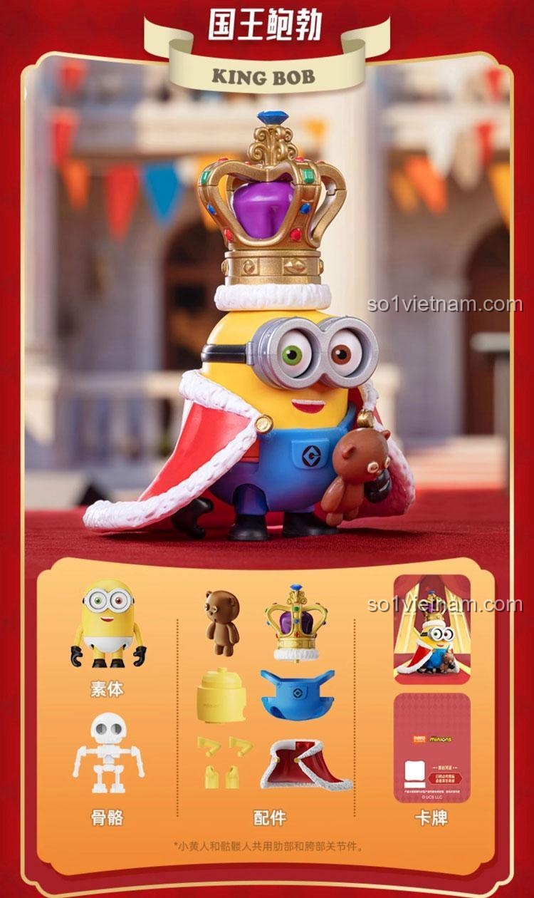 Phụ kiện phong phú cho Minions King Bob 75600, bao gồm cả mẫu ẩn, đồ chơi mô hình sưu tập đáng tiền.