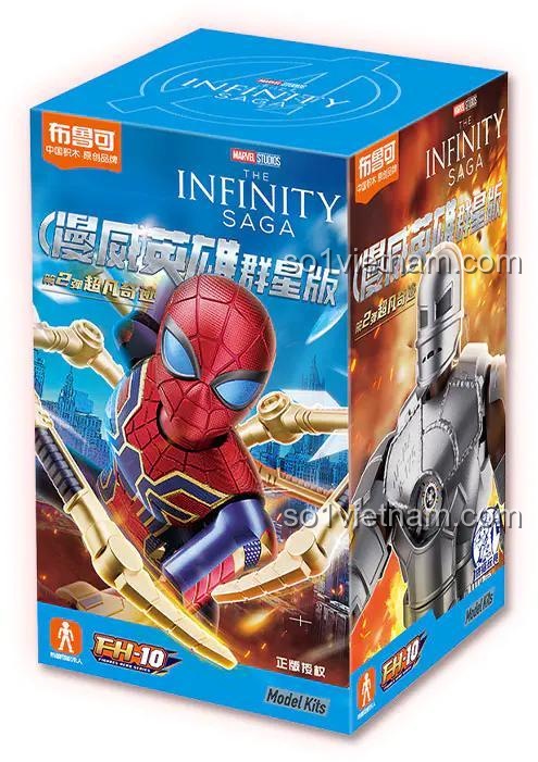 Hộp đơn BLOKEES 81112 Nhân vật Marvel Spider-Man và Iron Monger, đồ chơi mô hình chất lượng cao cho bé trai 9 tuổi.