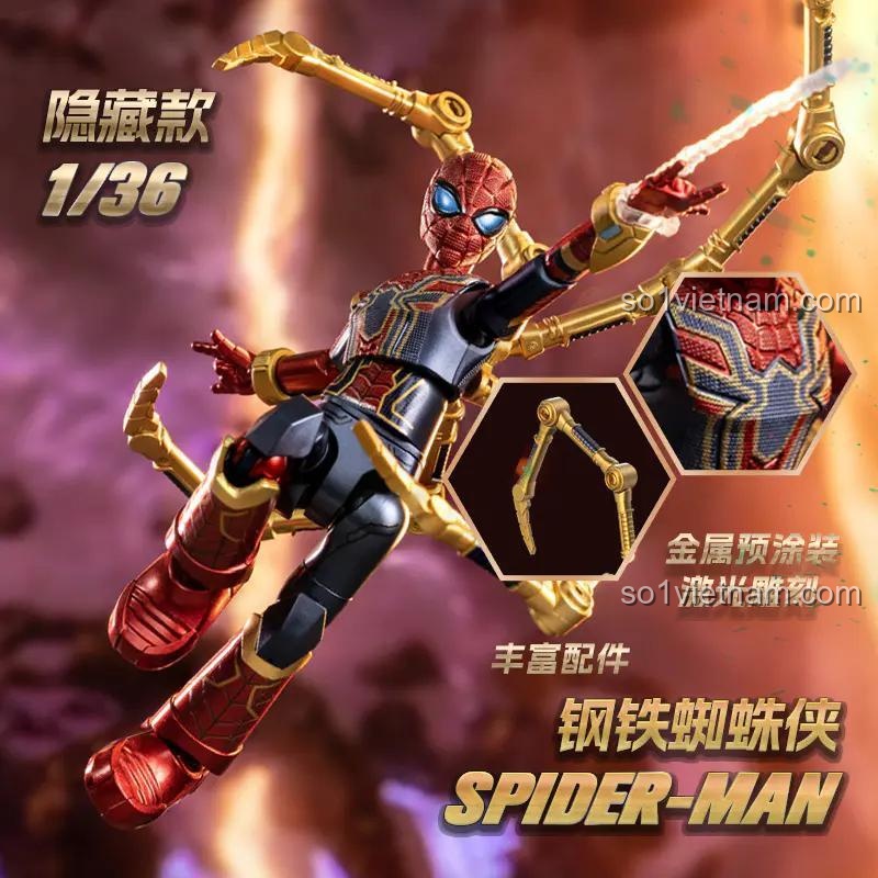 Nhân vật Marvel Iron Spider-Man BLOKEES 81112 với chi tiết sơn kim loại và khắc laser, đồ chơi mô hình chất lượng cao.