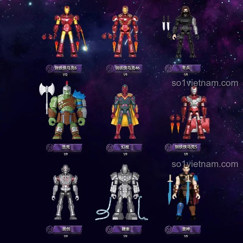 Mô hình Iron Man Mark 6, Iron Man Mark 46 và Winter Soldier từ bộ BLOKEES 81114