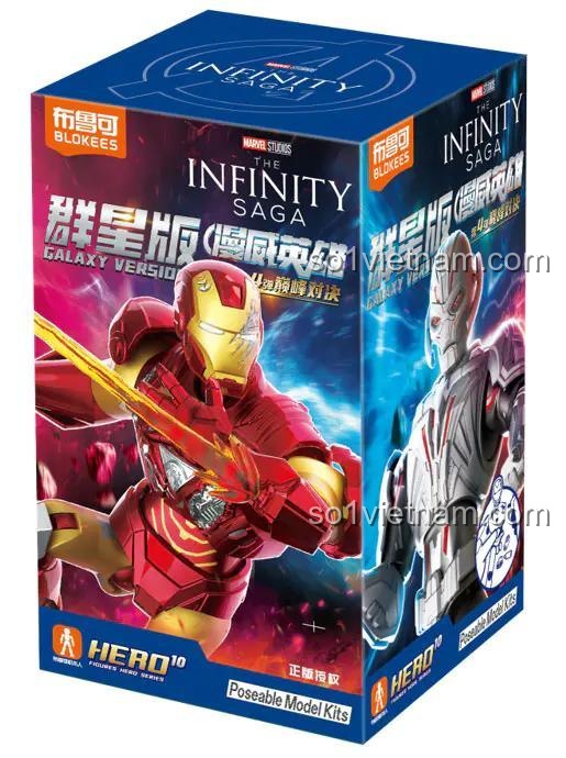 So sánh kích thước các mô hình trong bộ BLOKEES 81114 Marvel Heroes Galaxy Version - Peak Showdown
