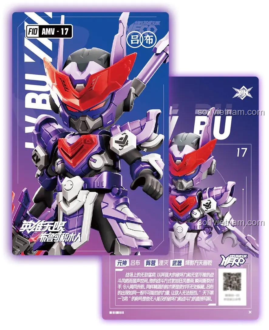 Mô hình Lữ Bố AMV-17 phiên bản chiến đấu, bộ lắp ghép Anh Hùng Vô Hạn 85024, đồ chơi mô hình cho bé trai 10 tuổi, thiết kế giáp độc đáo, khớp nối linh hoạt, vũ khí đặc trưng, giá tốt