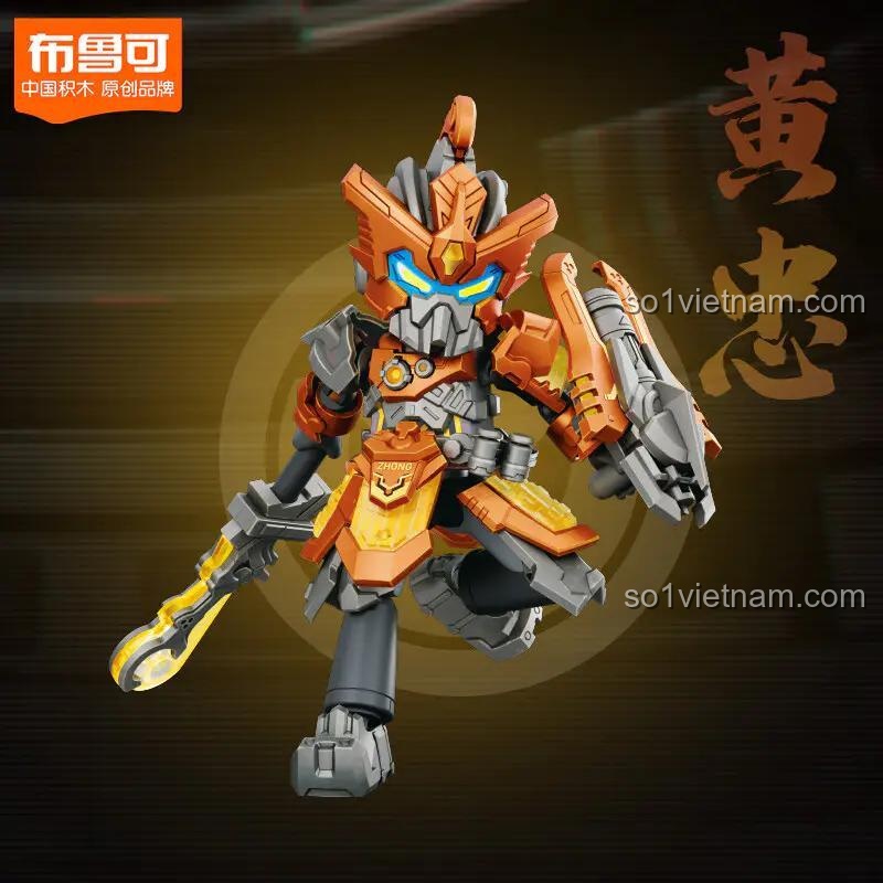 Robot Hoàng Trung 026 tạo dáng chiến đấu dũng mãnh, bộ lắp ghép Hoàng Trung Chiến Giáp BLOKEES, đồ chơi mô hình Chiến giáp AMV-19 Hoàng Trung 85026 cho bé trai 10 tuổi.