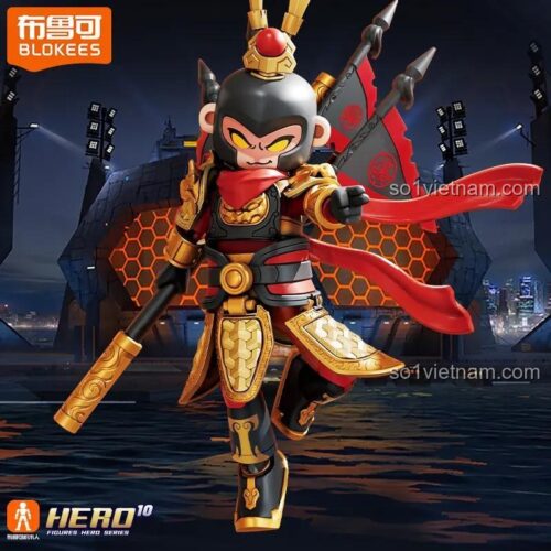 Figure BLOKEES 85046 Tôn Ngộ Không 2.0 Anh Hùng Vô Hạn, khớp cử động linh hoạt, trang phục vàng đen, cho bé trai 10 tuổi