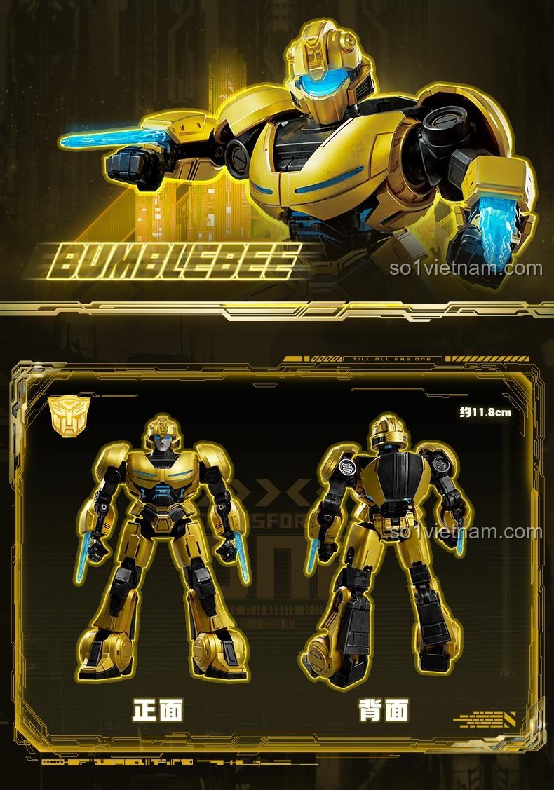 Kích thước mô hình Bumblebee B-127 cao 11.8cm, là đồ chơi mô hình Transformer cho bé trai 12 tuổi, giá tốt, chất lượng cao, tương thích LEGO®