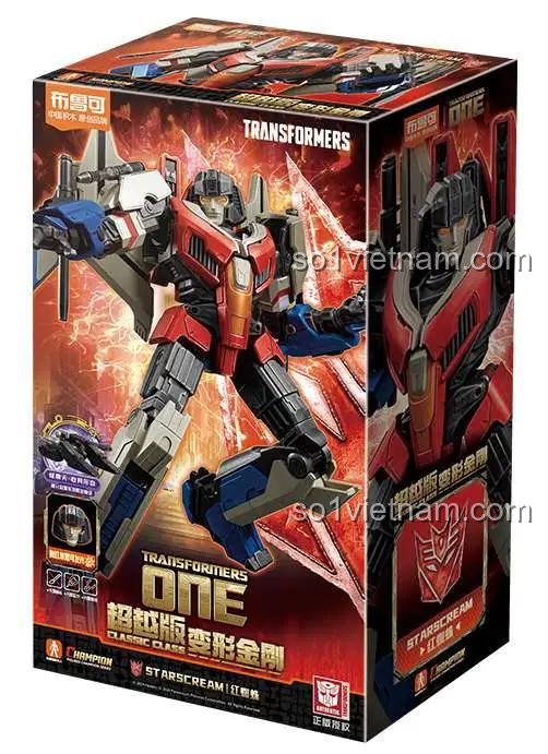 Hộp đựng đồ chơi Transformers Beyond Edition CC16 Movie ONE Starscream, bộ lắp ghép robot biến hình, đồ chơi robot Transformer, figure Transformer, mô hình Transformers, màu đỏ, xám, xanh dương, đen, trắng, 15x25x9cm, cho bé trai 12 tuổi