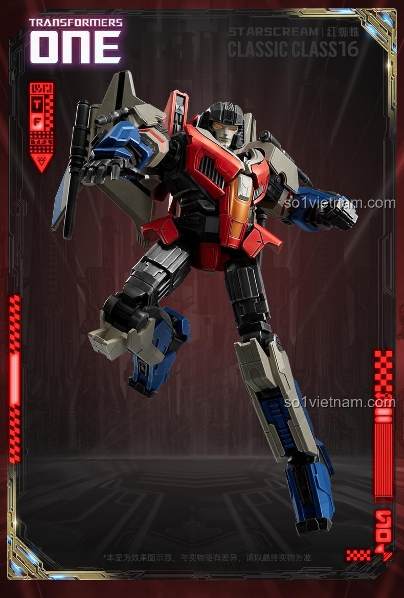 Transformers Beyond Edition CC16 Movie ONE Starscream robot biến hình, đồ chơi robot Transformer, figure Transformer, mô hình Transformers, màu đỏ, xám, xanh dương, đen, trắng, 12.6cm, có đèn LED, mắt và ngực phát sáng, cánh gập mở hai nấc, khớp nối linh hoạt, cho bé trai 12 tuổi