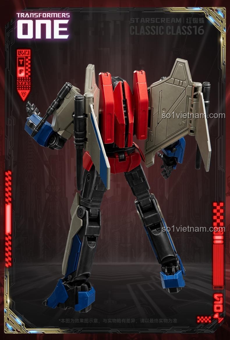 Transformers Beyond Edition CC16 Movie ONE Starscream robot biến hình, đồ chơi robot Transformer, figure Transformer, mô hình Transformers, màu đỏ, xám, xanh dương, đen, trắng, 12.6cm, có đèn LED, mắt và ngực phát sáng, cánh gập mở hai nấc, khớp nối linh hoạt, cho bé trai 12 tuổi
