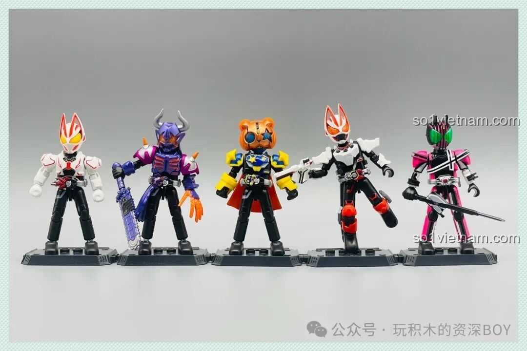 Poster quảng cáo bộ sưu tập Kamen Rider Epoch All-Stars Edition Vol. 1 Highlight Moment BLOKEES 74201, với nhiều nhân vật khác nhau.