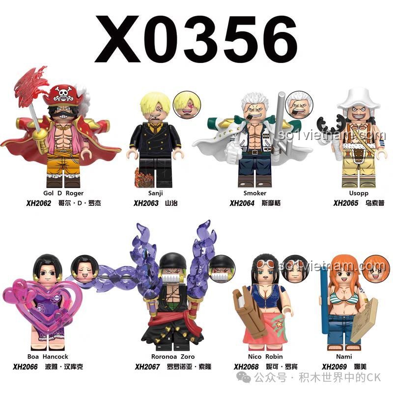 Tổng hợp 8 nhân vật trong bộ minifigures One Piece X0356 của 欣宏