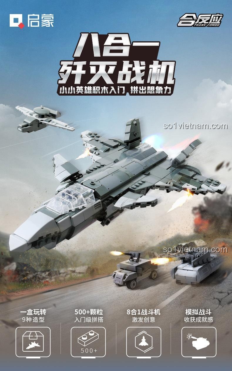 Bộ đồ chơi Qman 42201 lắp ráp 8 mô hình chiến cơ, máy bay, xe tăng, trực thăng, tàu chiến, đồ chơi sáng tạo cho bé trai