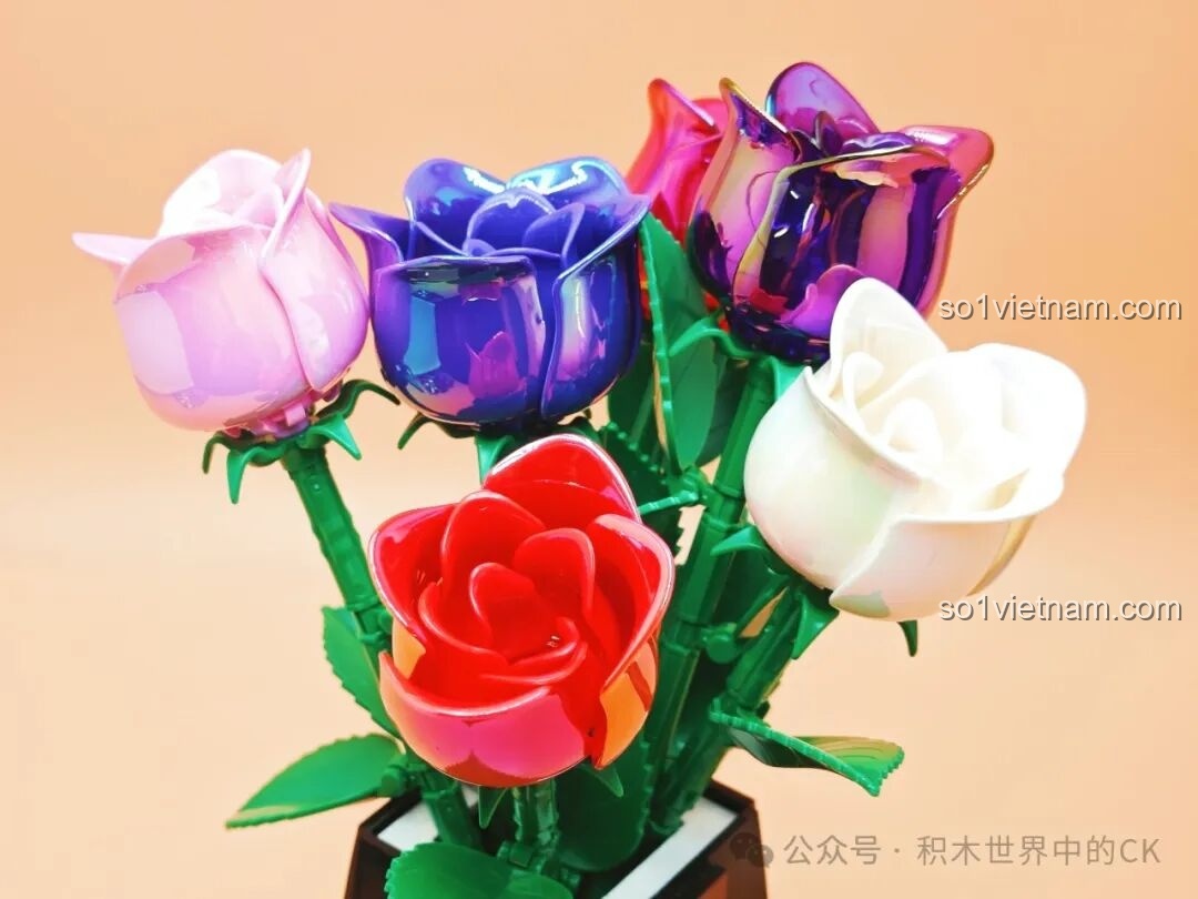 Bộ sưu tập các bông hoa hồng lắp ghép ZHEGAO nhiều màu sắc