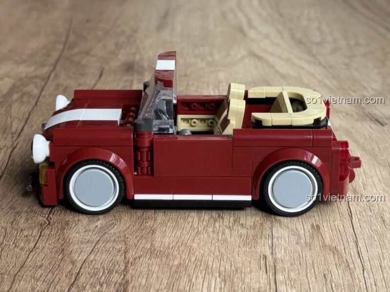 Mô hình BMW MINI Cooper mui trần hoàn thiện từ bộ lắp ghép JD077, nhìn từ phía trước, sau, bên và trên cao