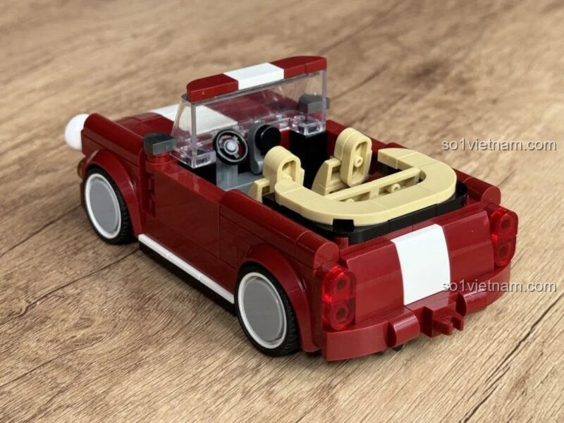 Mô hình BMW MINI Cooper mui trần hoàn thiện từ bộ lắp ghép JD077, nhìn từ phía trước, sau và bên