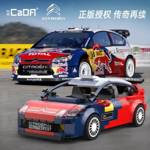 Bộ lắp ghép CaDA C55033 2008 Citroen C4 WRC với hộp đựng, xe đua tỉ lệ 1:24, đồ chơi xe rally cho bé trai