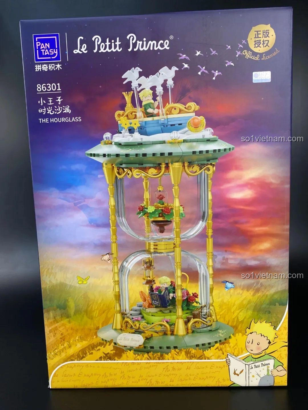 Mặt trước hộp bộ lắp ghép Hoàng tử bé Pantasy Đồng Hồ Cát 86301, hình ảnh sản phẩm hoàn chỉnh tinh xảo.