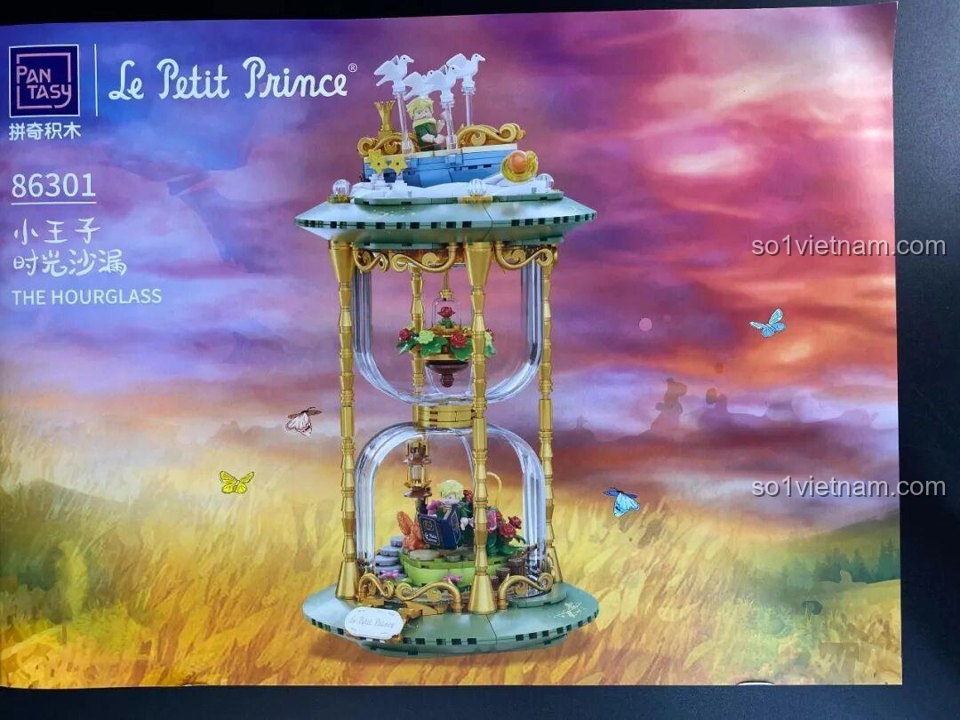 Sách hướng dẫn lắp ráp bộ Đồng Hồ Cát Hoàng tử bé Pantasy 86301, bìa ngoài đẹp mắt.
