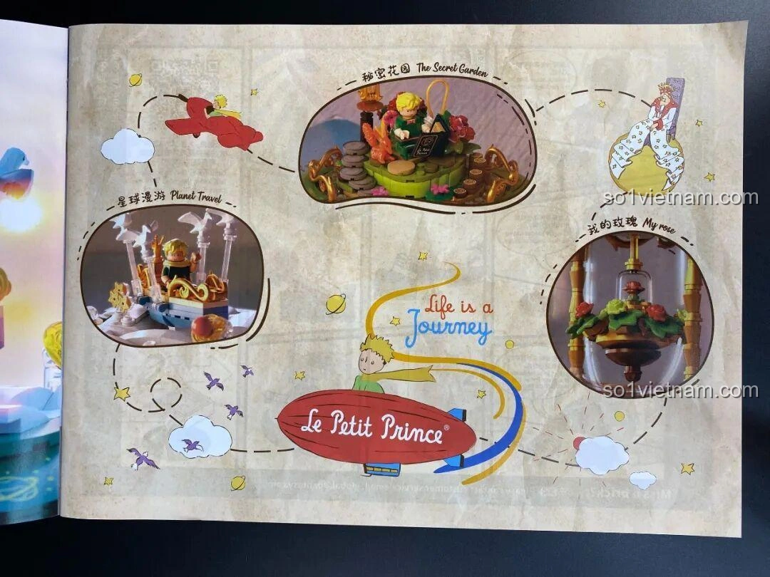 Trang minh họa các cảnh quan trong bộ Đồng Hồ Cát 86301, gợi ý về hành trình khám phá.