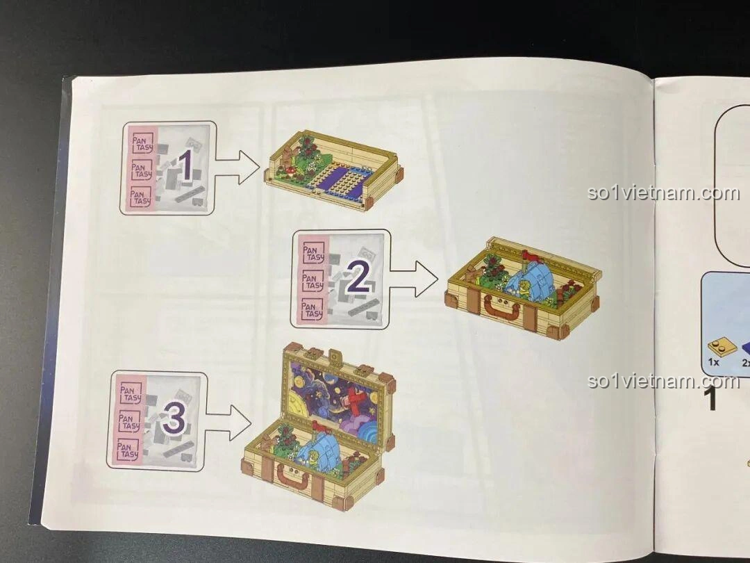 Các mảnh ghép màu xanh dương dùng để lắp ráp chiếc lều của Hoàng tử bé trong bộ Vali 86311.