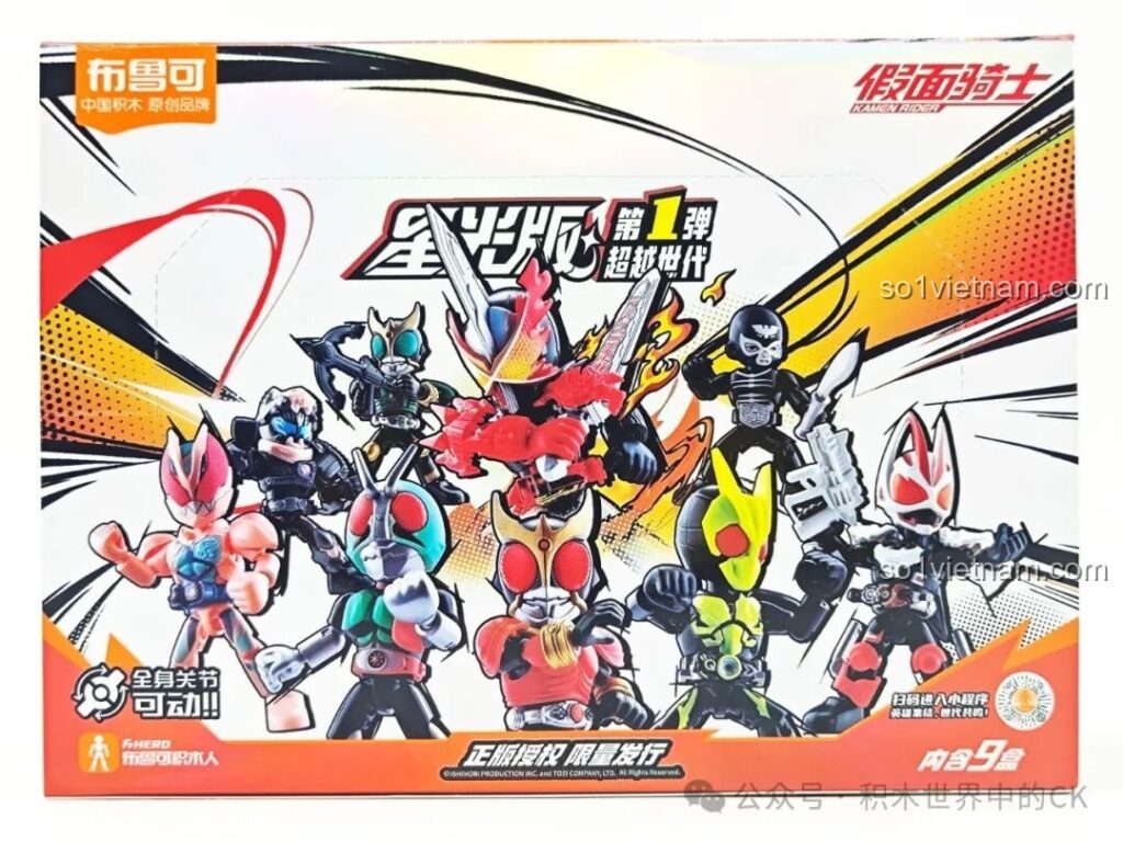 Hộp bộ lắp ghép Kamen Rider Sao Sáng BLOKEES với hình ảnh các nhân vật