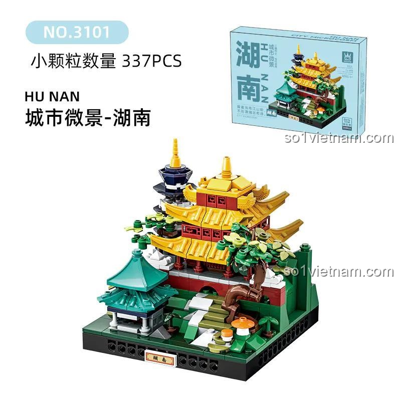 Bộ lắp ghép WANGE 3101 Thành phố thu nhỏ: Hồ Nam - Mô hình kiến trúc, 337 mảnh, phù hợp cho bé 6 tuổi