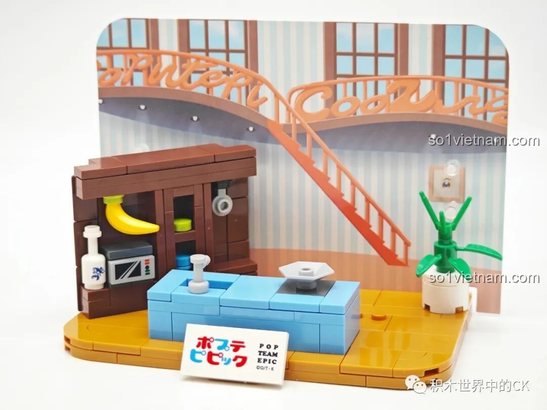 Bộ lắp ráp Nhà bếp Pop Team Epic FUNIFY W8010 với các món ăn mini