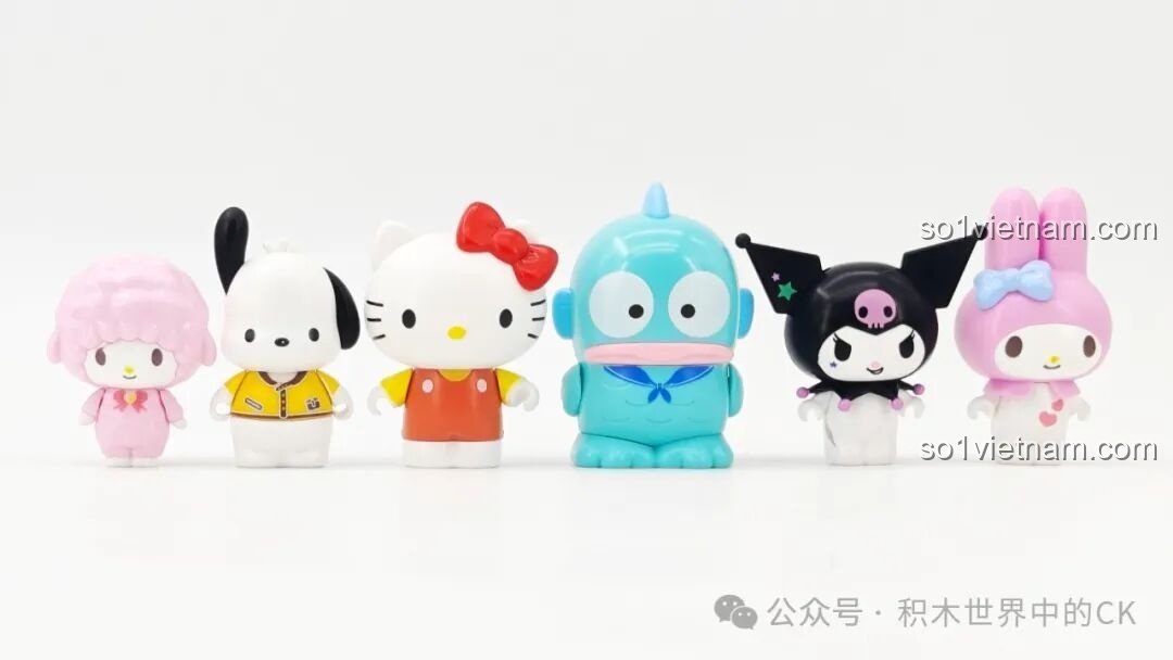 Toàn bộ bộ sưu tập 6 chiếc xe và nhân vật Sanrio Characters đã lắp ráp hoàn chỉnh từ TOP TOY TC1724.