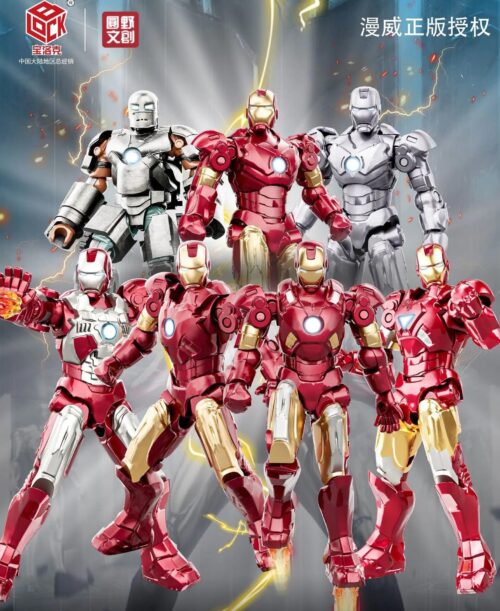 Bộ đồ chơi Iron Man 7 mẫu, Siêu anh hùng Marvel, 7 mẫu Iron Man độc đáo, Con trai 14 tuổi, Lắp ghép Iron Man Mark 1, Mark 2, Mark 3, Mark 4, Mark 5, Mark 6, Mark 7, Chất lượng cao, Giá tốt